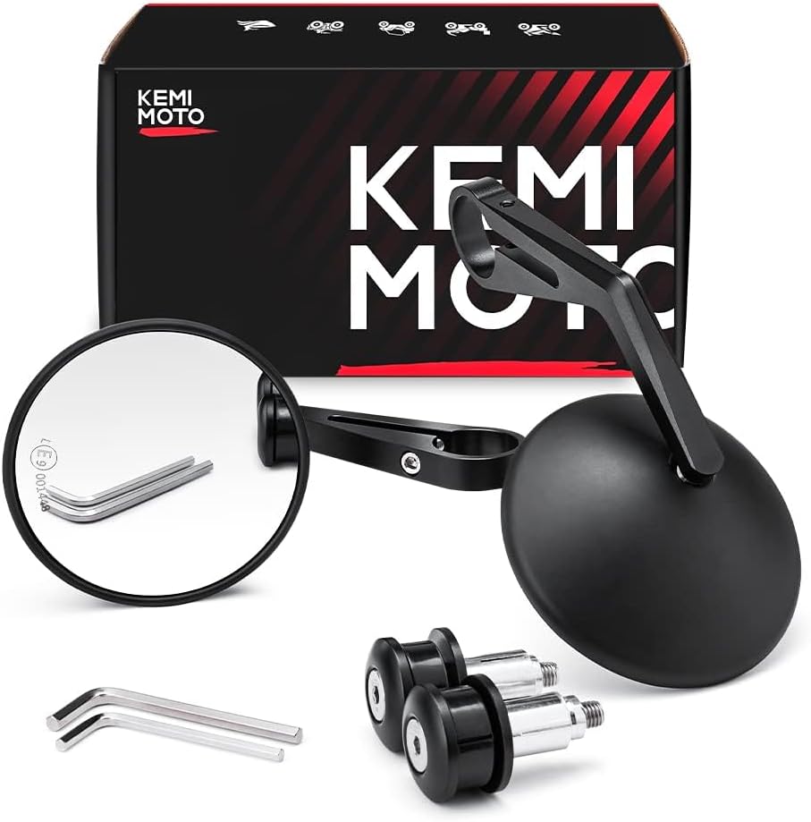 KEMIMOTO バーエンドミラー 丸型 98mm CNC 加工 6061 アルミ 凸面鏡