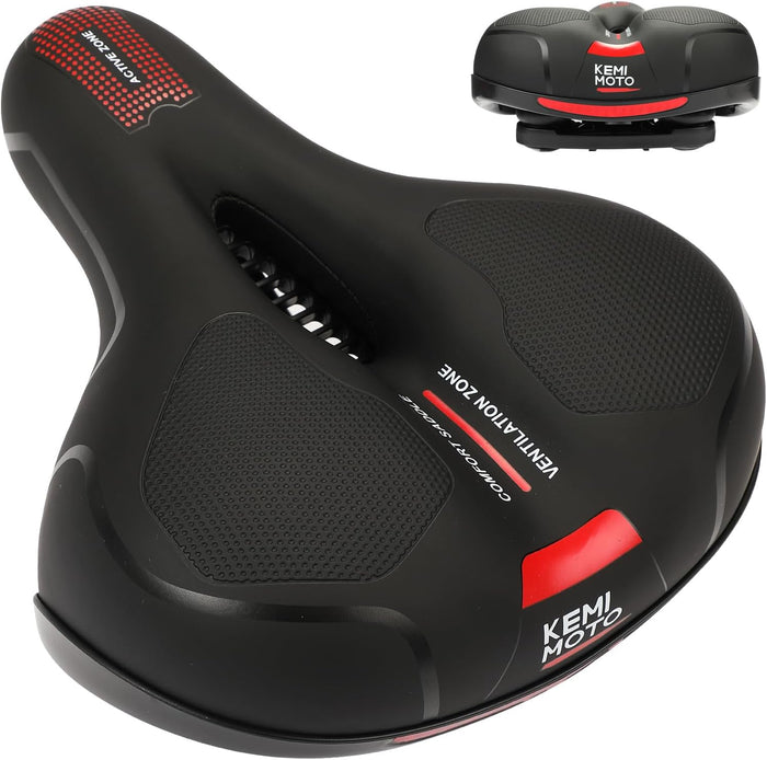 バイク用ゲルシートクッション 6cm超肉厚 防水PUレザー 高弾性サスペンション 反射ストリップ付き