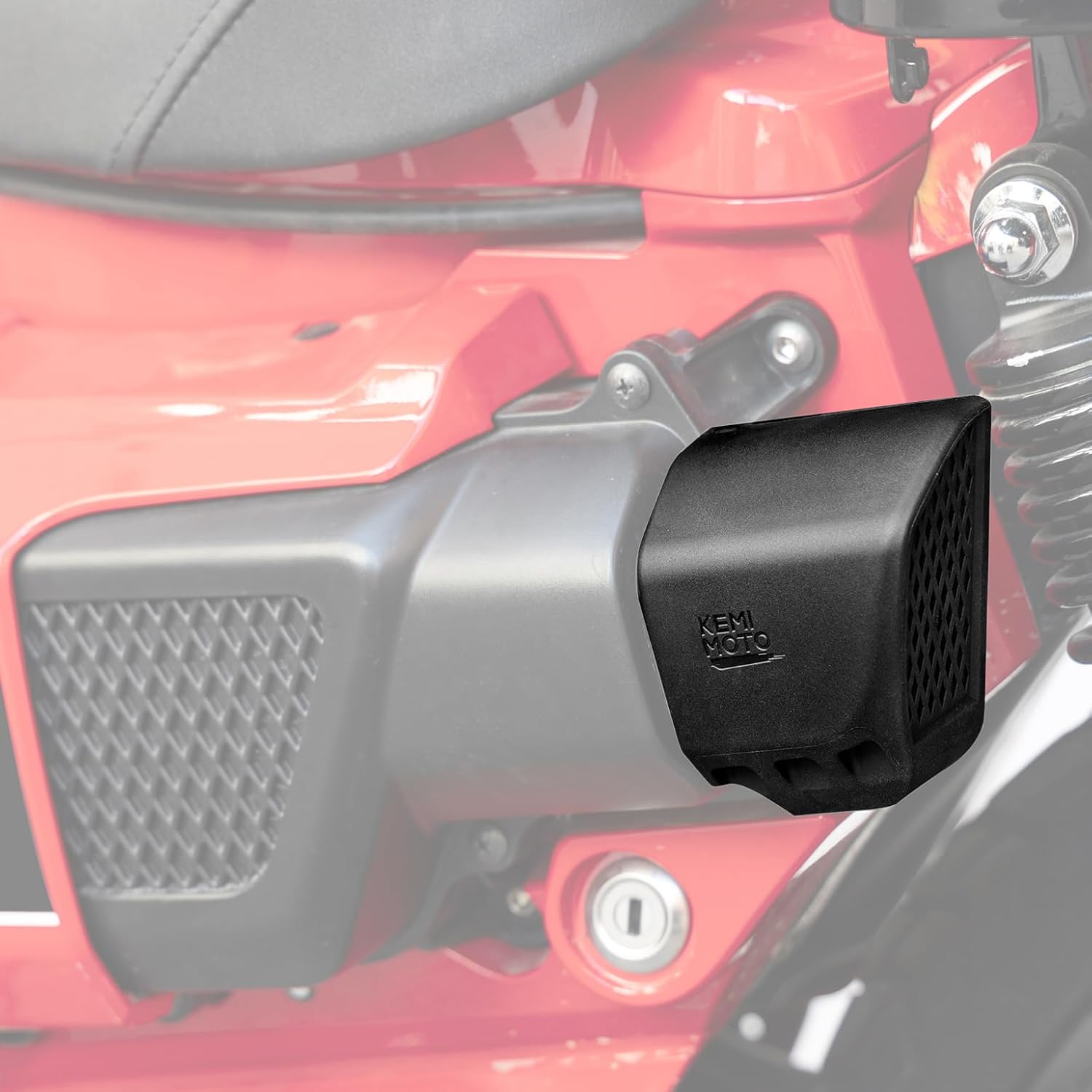 CT125ハンターカブ、エアフィルター・覗き窓・LED照明・フィギア付きカバー KEMIMOTO エアフィルターカバー CT125 専用 コンバージョンダクト