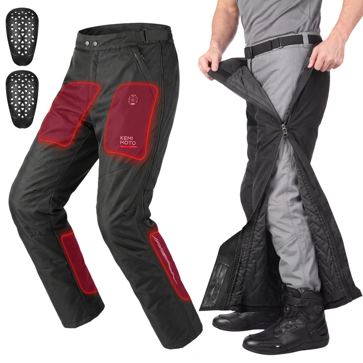 フルレッグ・クイックオフ式 CE認定プロテクター付き 防風・ヒーター内蔵 オートバイ用オーバーパンツ