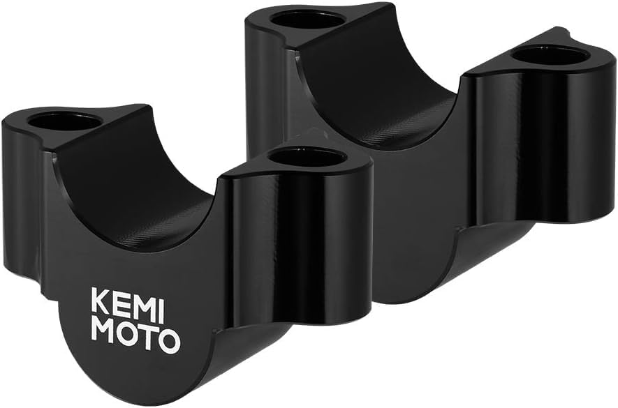 KEMIMOTO バイク ハンドルポスト 20mm アップ φ22.2mm 用 CNC 加工 アルミ 汎用ハンドルバーライザー ブラック