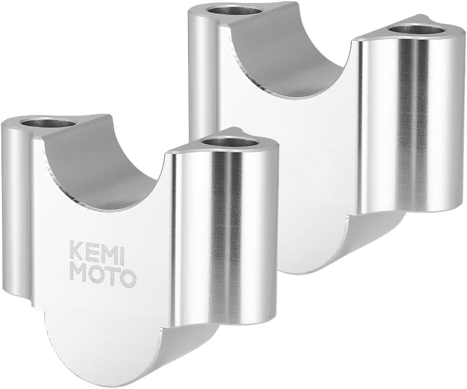 KEMIMOTO バイク ハンドルポスト 20mm アップ φ22.2mm 用 CNC 加工 アルミ 汎用ハンドルバーライザー シルバー