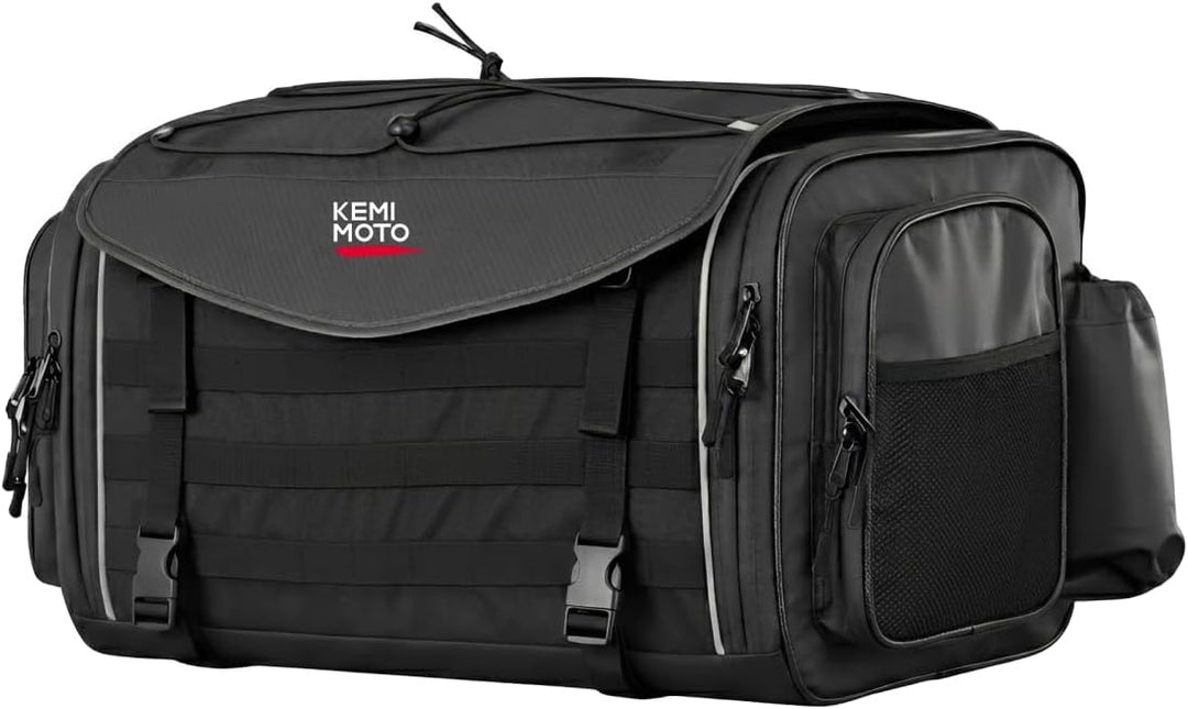 通勤からツーリングまで使いやすい 35L-45L拡張式バイク用シートバッグ