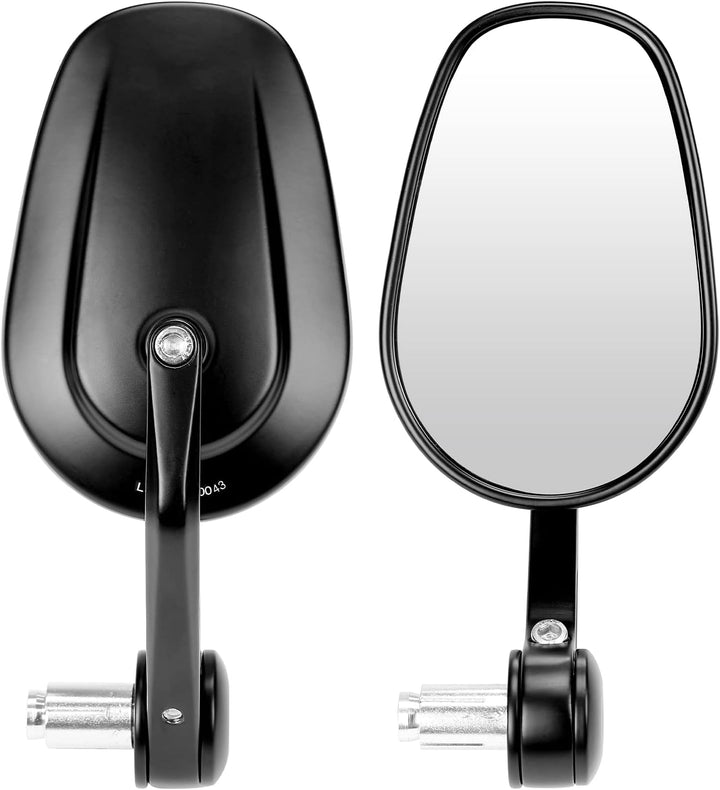 KEMIMOTO バーエンドミラー 角型 左右セット 13-19mm 対応 M8 固定式 360° 調整 凸面鏡 E24 認証 汎用 1701