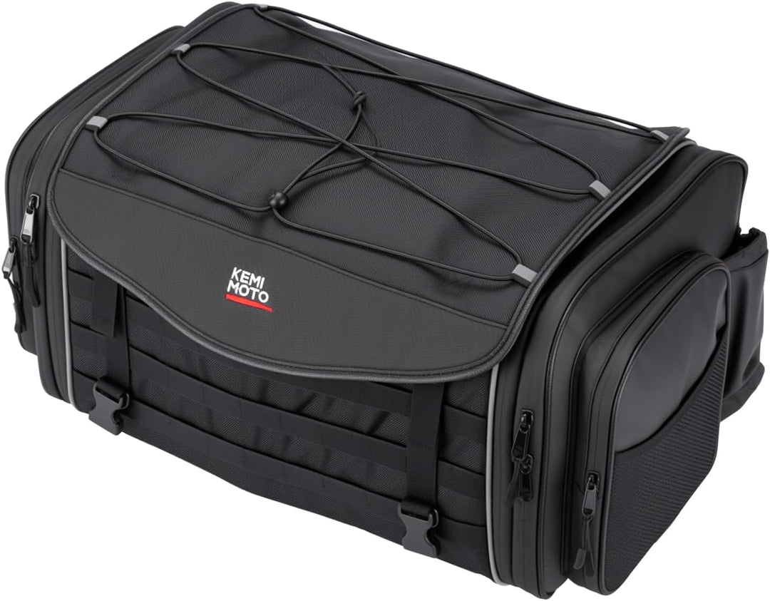 通勤からツーリングまで使いやすい 35L-45L拡張式バイク用シートバッグ
