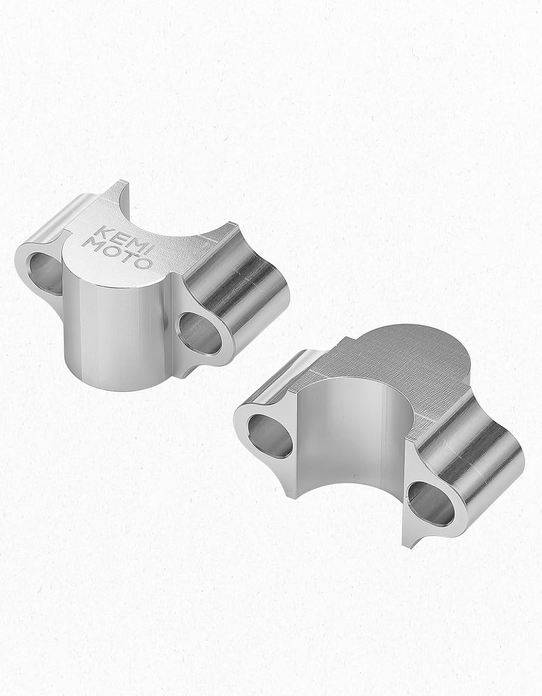 KEMIMOTO バイク ハンドルポスト 20mm アップ φ22.2mm 用 CNC 加工 アルミ 汎用ハンドルバーライザー シルバー