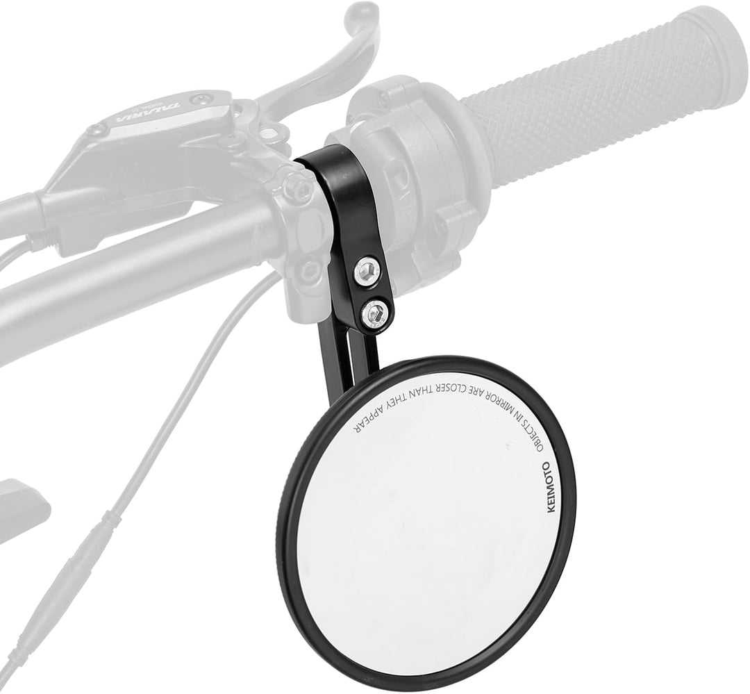 KEMIMOTO バイクバーエンドミラー 車検対応 丸型 103mm 左右セット 22mm/25.4mm ハンドル対応 汎用 360° 調整 軽量 ブラック 2504