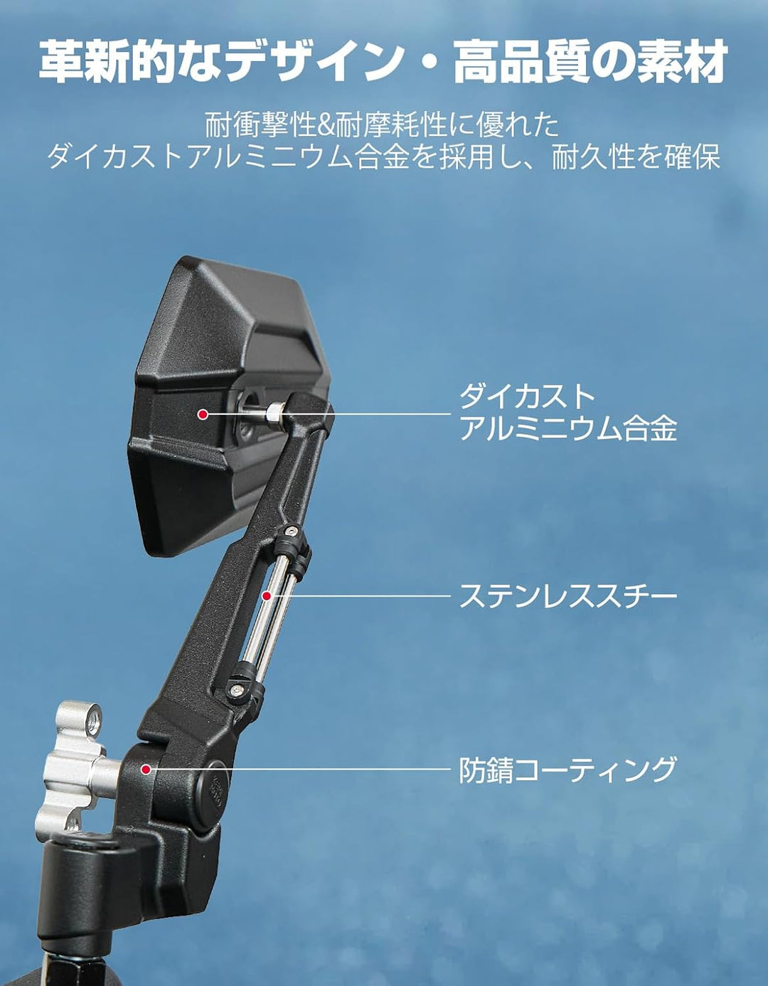 10mm・8mm対応 汎用バイクミラー左右セット 車検対応