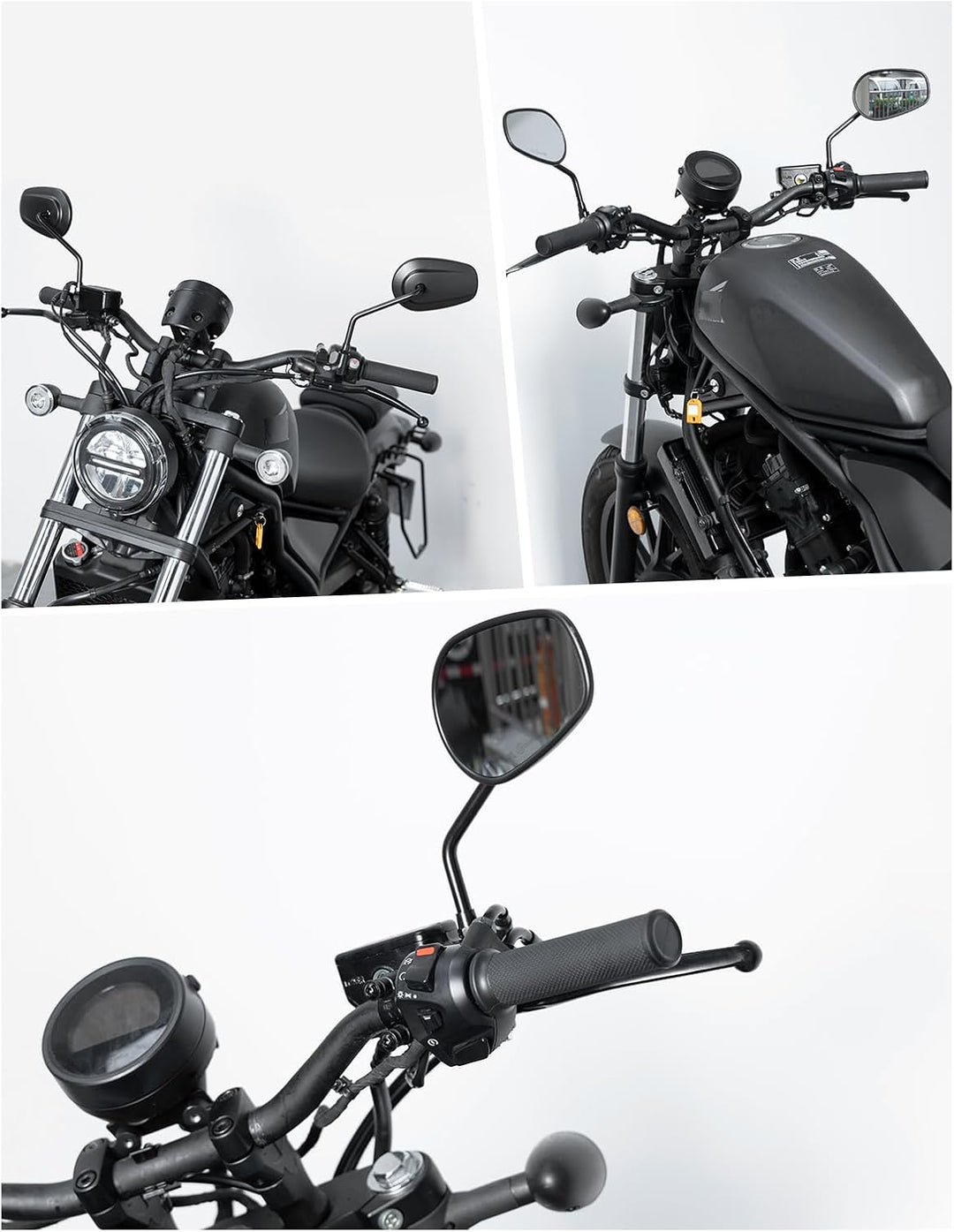 KEMIMOTO バイクミラー 10mm 左右セット 汎用 オフロードミラー 楕円 ブラック KM3106