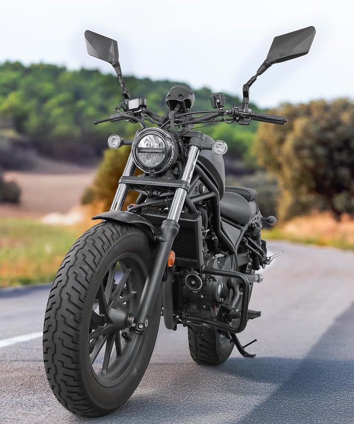 10mm汎用・大きめ角型・折りたたみ式の車検対応バイクミラー