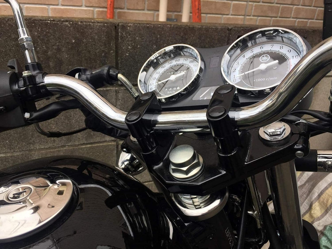 KEMIMOTO バイク ハンドルポスト 20mm アップ φ22.2mm 用 CNC 加工 アルミ 汎用ハンドルバーライザー ブラック