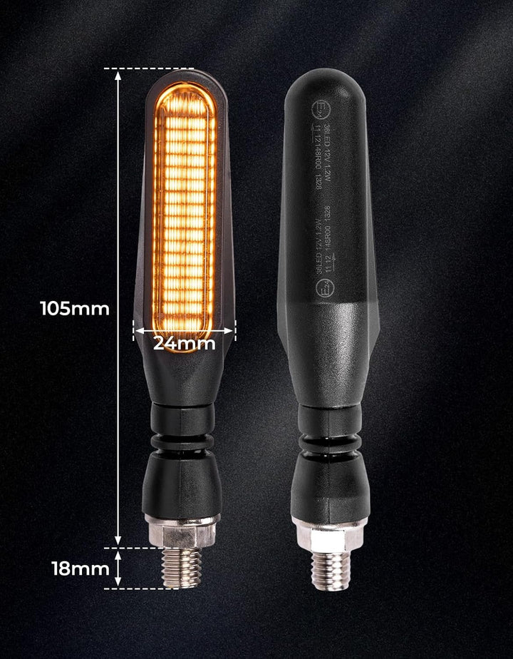 KEMIMOTO バイク LED ウインカー M10 専用 流れるアンバー 12V 高輝度 IP67 防水 抵抗付き 4 個セット 汎用