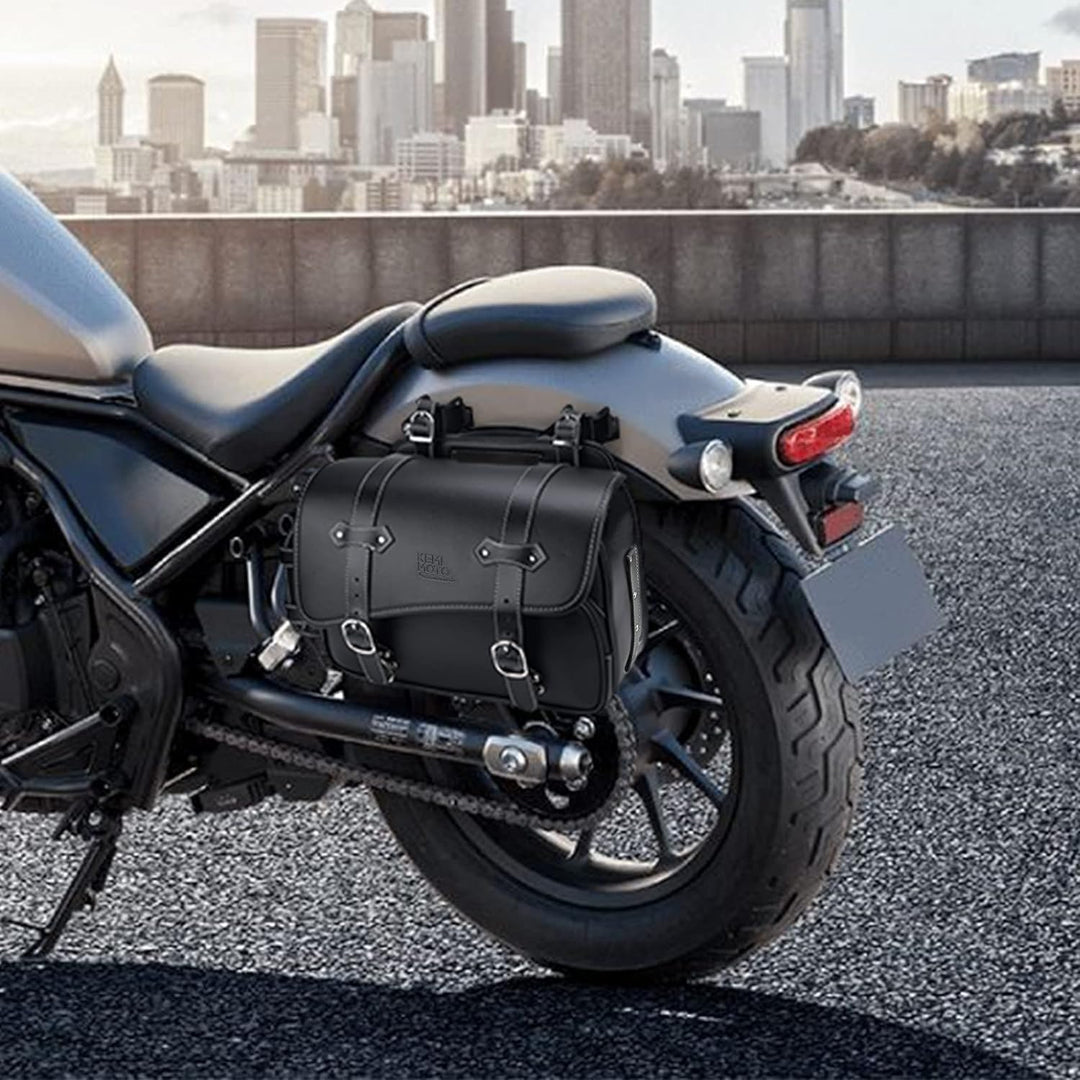 バイク用サイドバッグ 10L ダイヤルロック付き 防撥水 サドルバッグ ブラック レブル250対応 汎用タイプ KM802