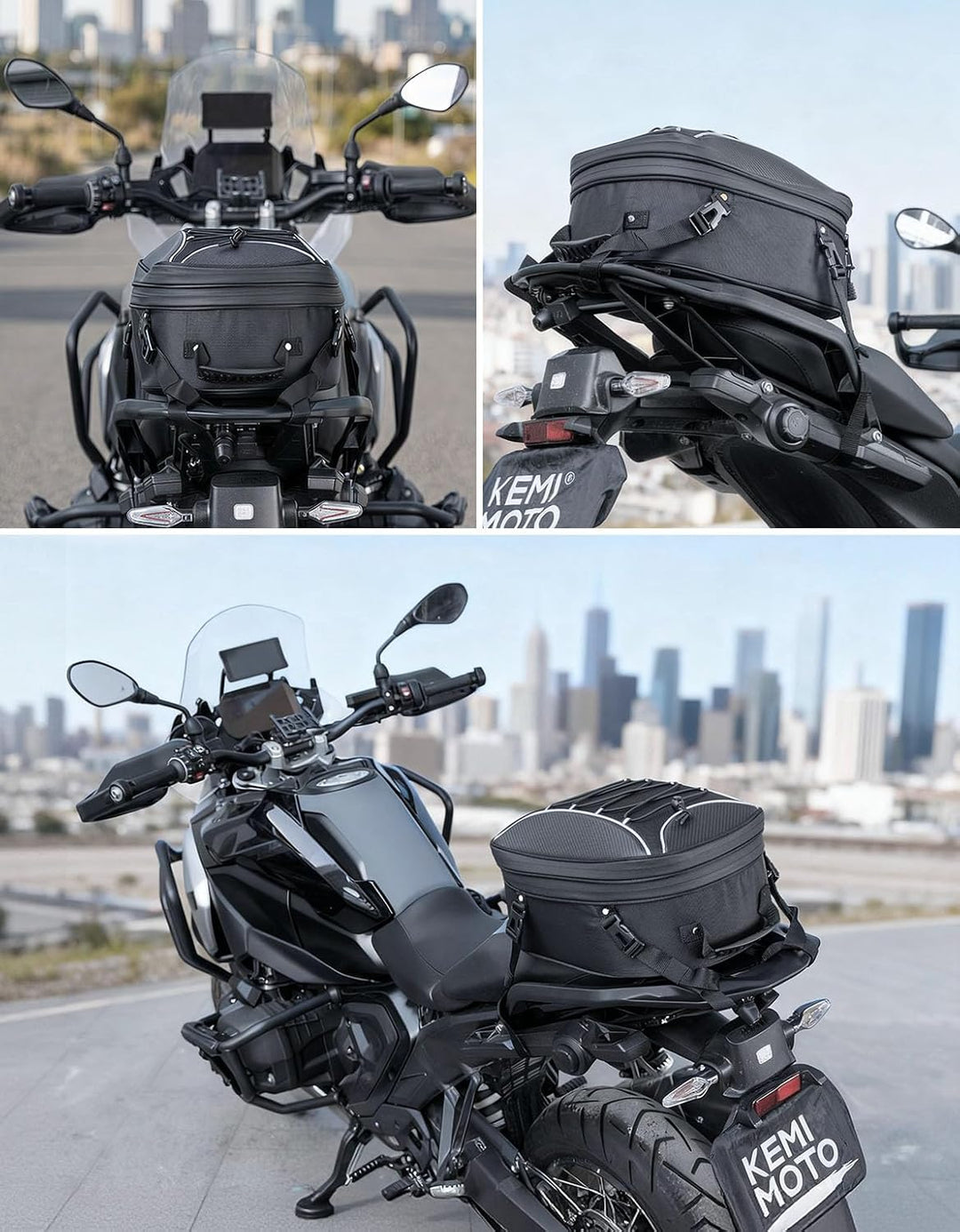 バイク用シートバッグ 22-34L拡張型 保冷バッグ付属