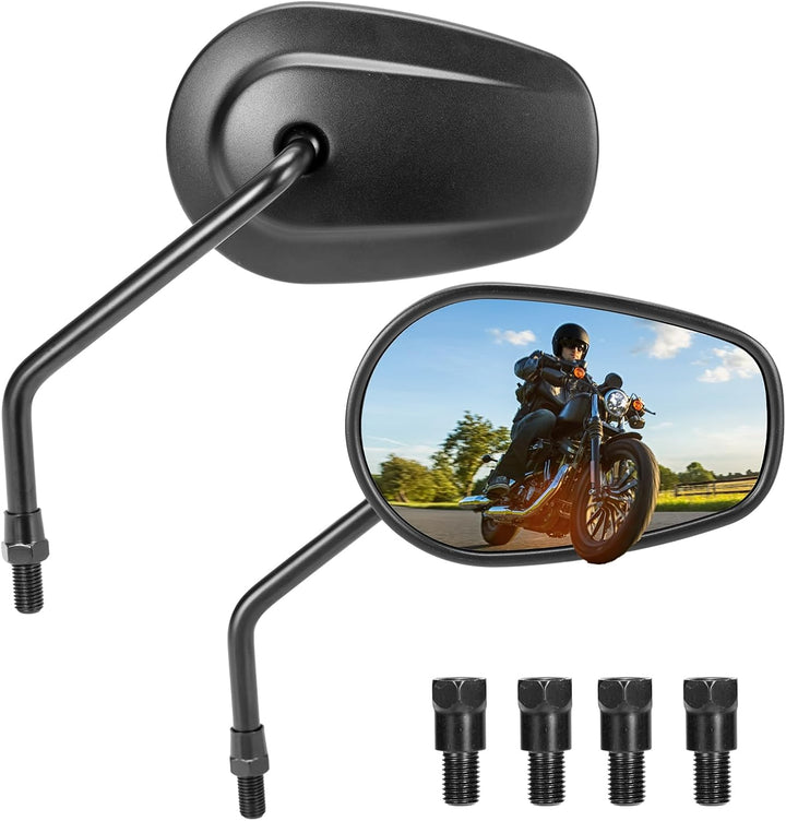 KEMIMOTO バイクミラー 10mm 左右セット 汎用 オフロードミラー 楕円 ブラック KM3106