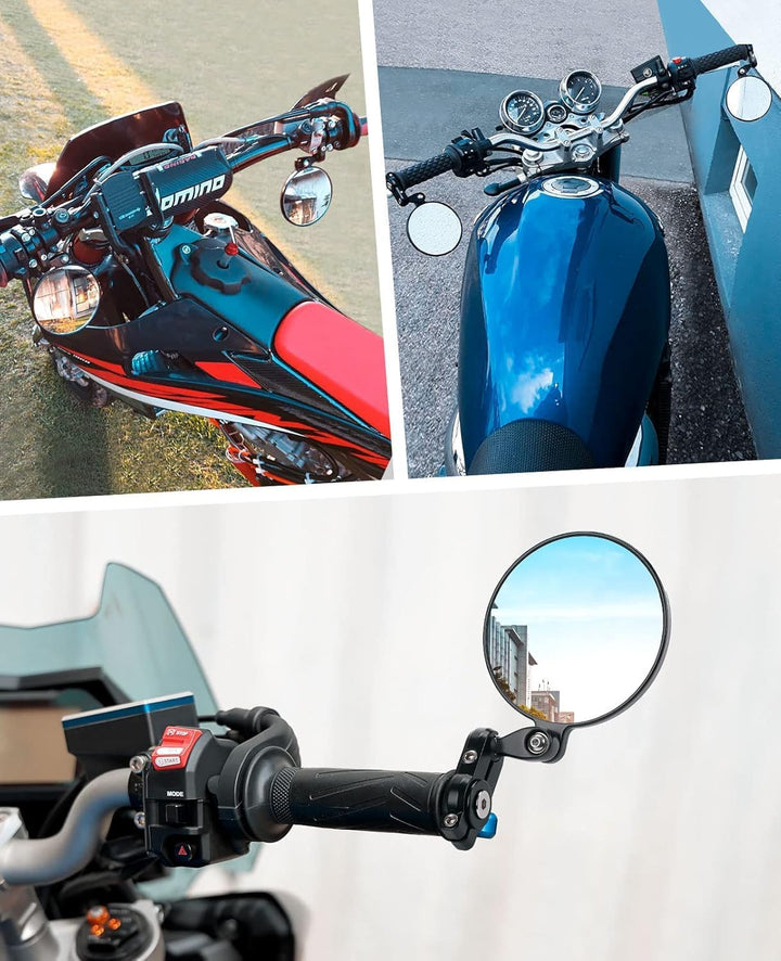 車検対応100mm丸型・CNCアルミ製バーエンドミラー左右セット
