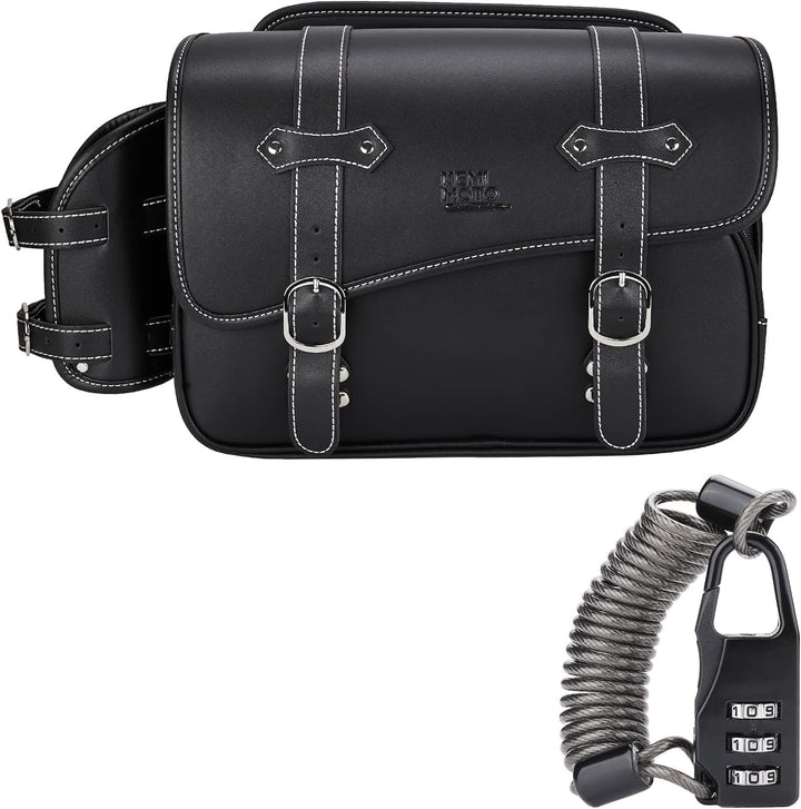 バイク用サイドバッグ 10L ダイヤルロック付き 防撥水 サドルバッグ ブラック レブル250対応 汎用タイプ KM802