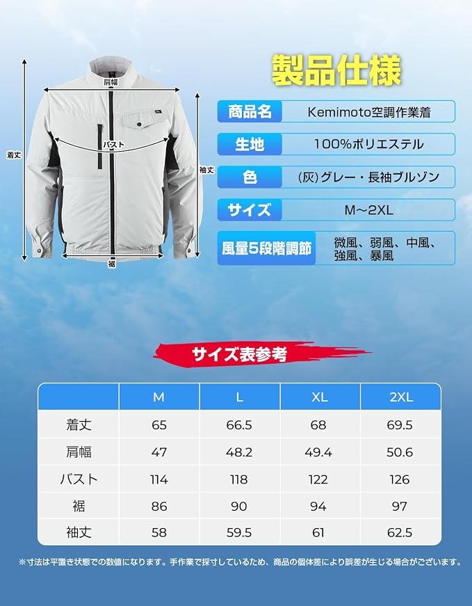 30V超高出力 ファン付き作業服 20000mAh 2WAY(長袖・半袖) 冷却ベスト