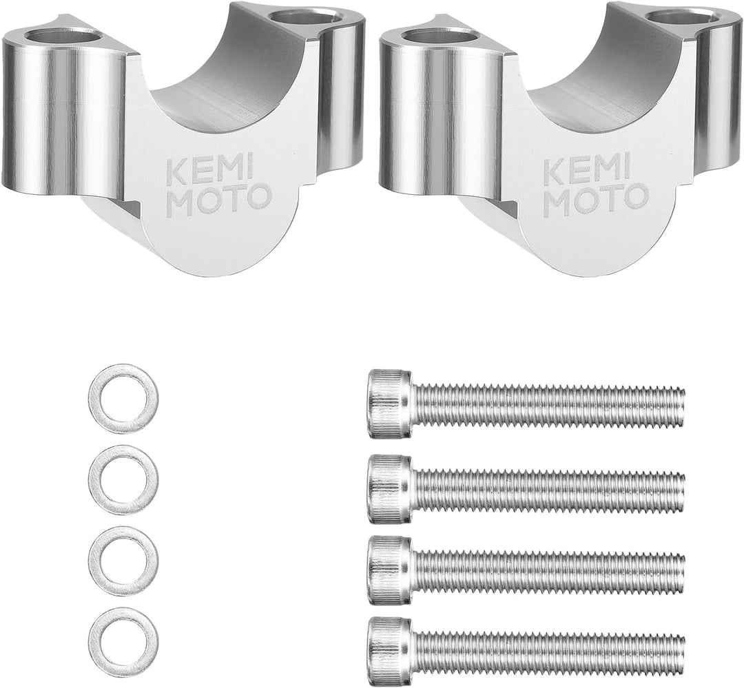 KEMIMOTO バイク ハンドルポスト 20mm アップ φ22.2mm 用 CNC 加工 アルミ 汎用ハンドルバーライザー シルバー