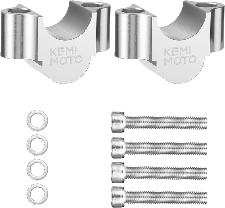 KEMIMOTO バイク ハンドルポスト 20mm アップ φ22.2mm 用 CNC 加工 アルミ 汎用ハンドルバーライザー シルバー