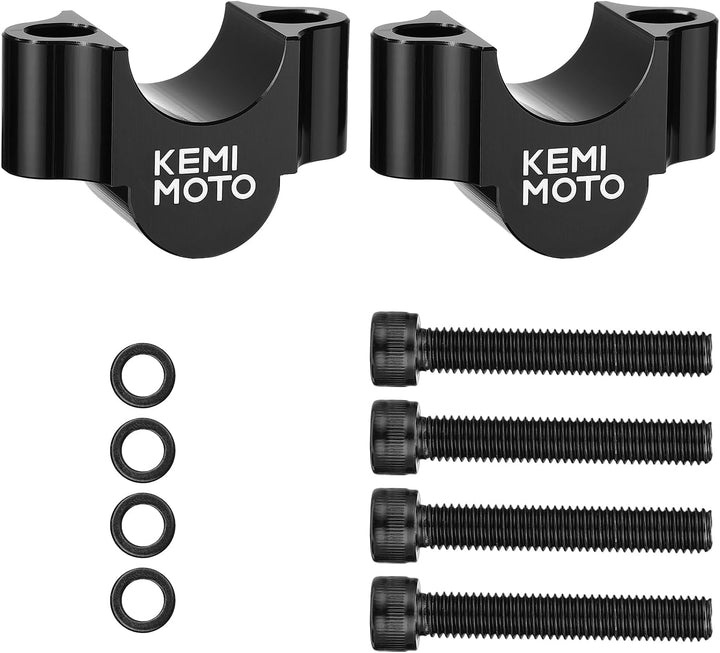KEMIMOTO バイク ハンドルポスト 20mm アップ φ22.2mm 用 CNC 加工 アルミ 汎用ハンドルバーライザー ブラック