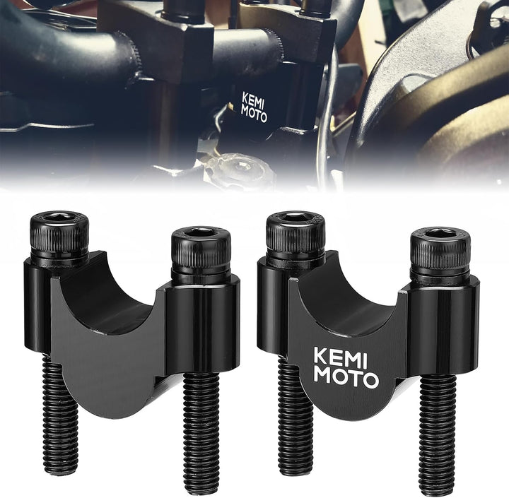 KEMIMOTO バイク ハンドルポスト 20mm アップ φ22.2mm 用 CNC 加工 アルミ 汎用ハンドルバーライザー ブラック