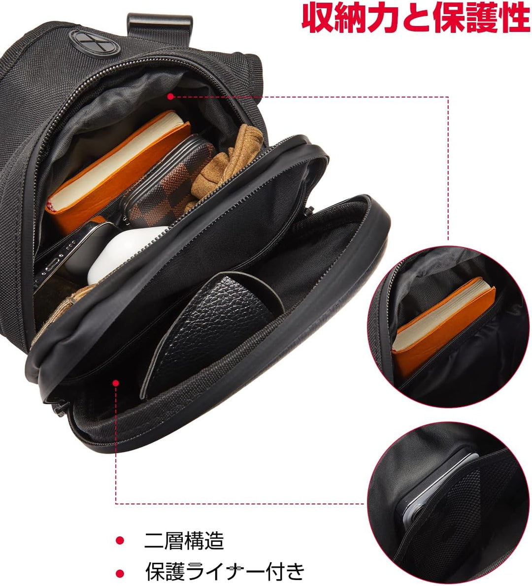 KEMIMOTO バイクタンクバッグ マグネット式 EVA ハードシェル レッグバッグ 多機能 防傷 ツーリング対応