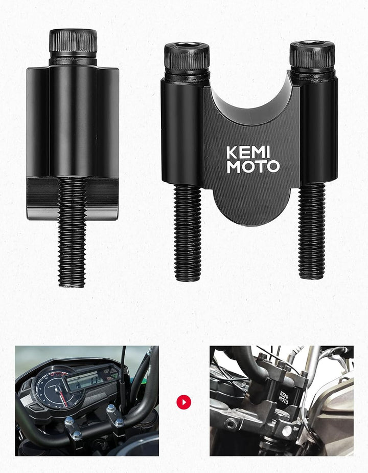 KEMIMOTO バイク ハンドルポスト 30mm アップ ハンドルスペーサー 汎用 φ22mm/22.2mm 対応 CNC 加工 ハンドルバーライザー ブラック