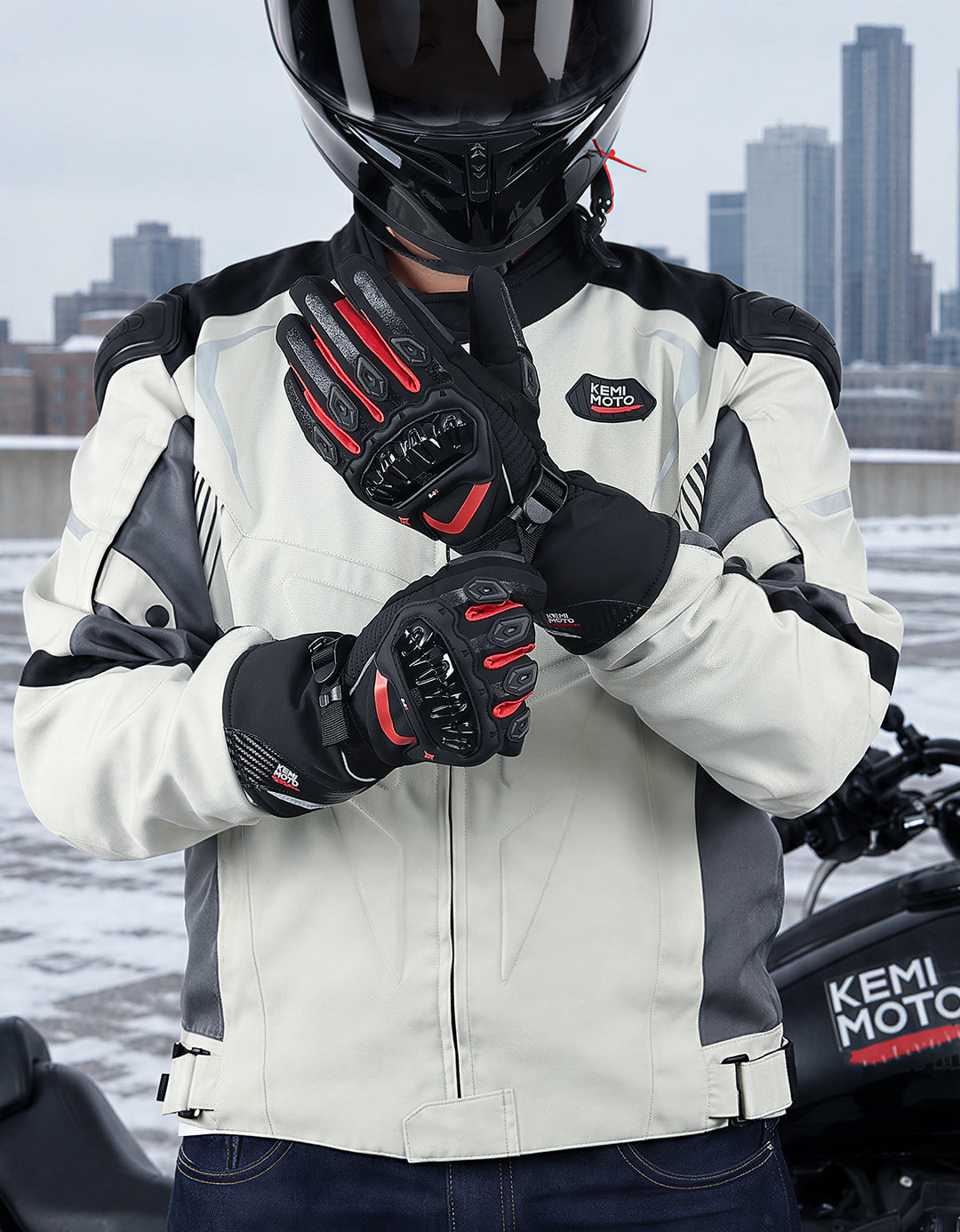 3Mシンサレート・防水防寒・CE保護付き冬用バイクグローブ