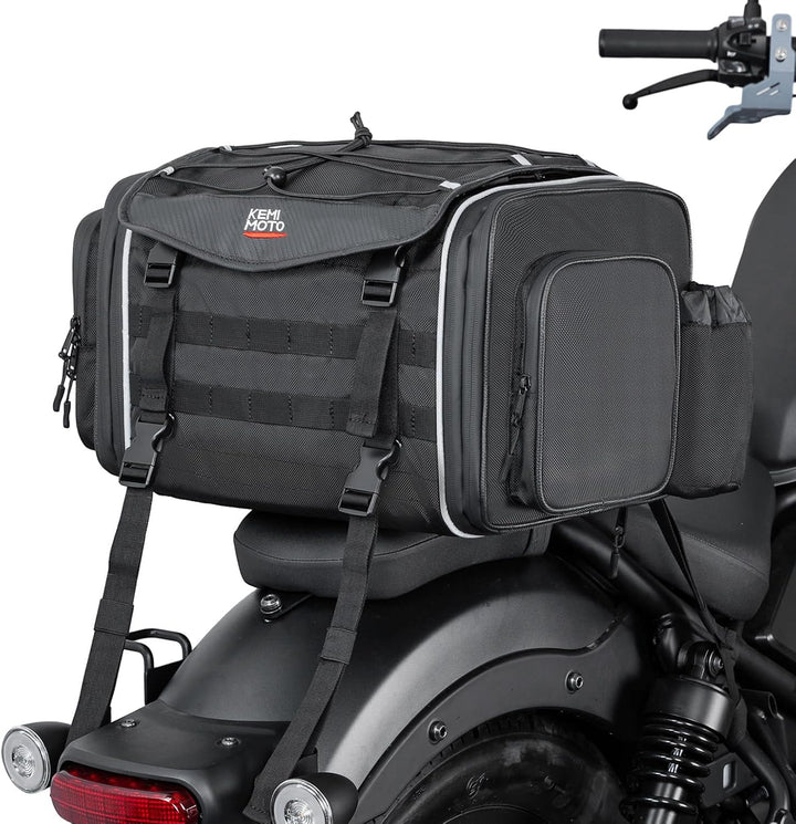 KEMIMOTO 25-30L 防水拡張 バイクリアバッグ レインカバー付