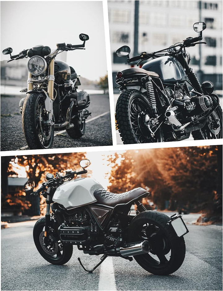 KEMIMOTO バーエンドミラー 角型 左右セット 13-19mm 対応 M8 固定式 360° 調整 凸面鏡 E24 認証 汎用 1701