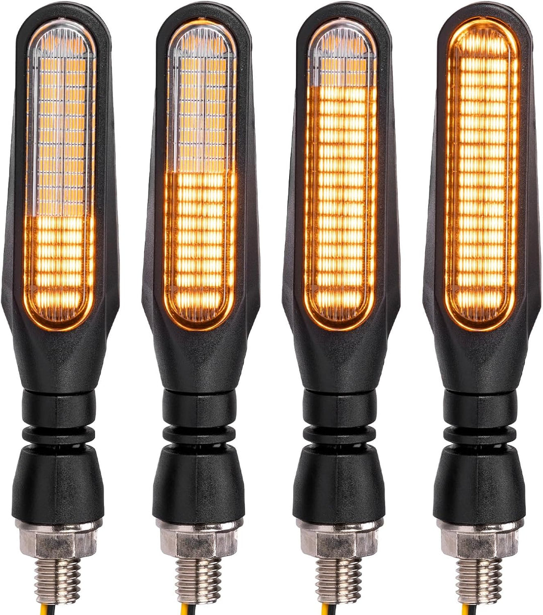 KEMIMOTO バイク LED ウインカー M10 専用 流れるアンバー 12V 高輝度 IP67 防水 抵抗付き 4 個セット 汎用
