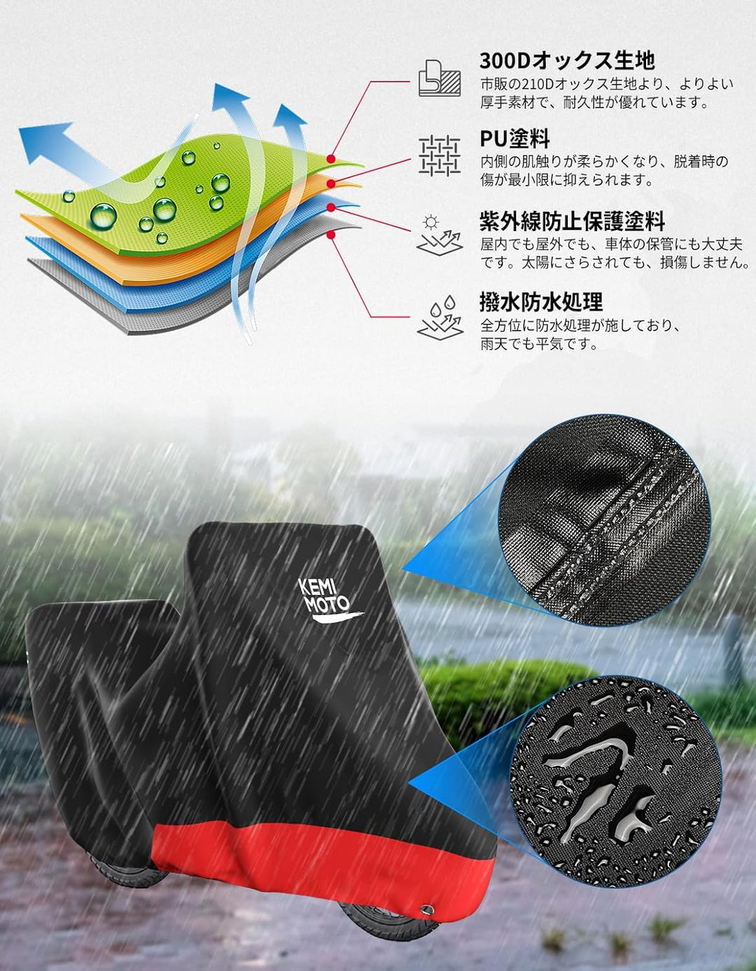 KEMIMOTO CT125 ハンターカブ専用バイクカバー リアボックス対応 300D 防水