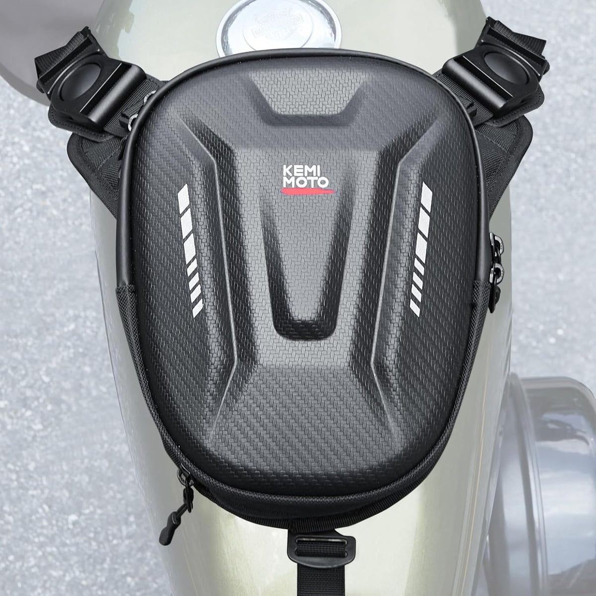 KEMIMOTO バイクタンクバッグ マグネット式 EVA ハードシェル レッグバッグ 多機能 防傷 ツーリング対応