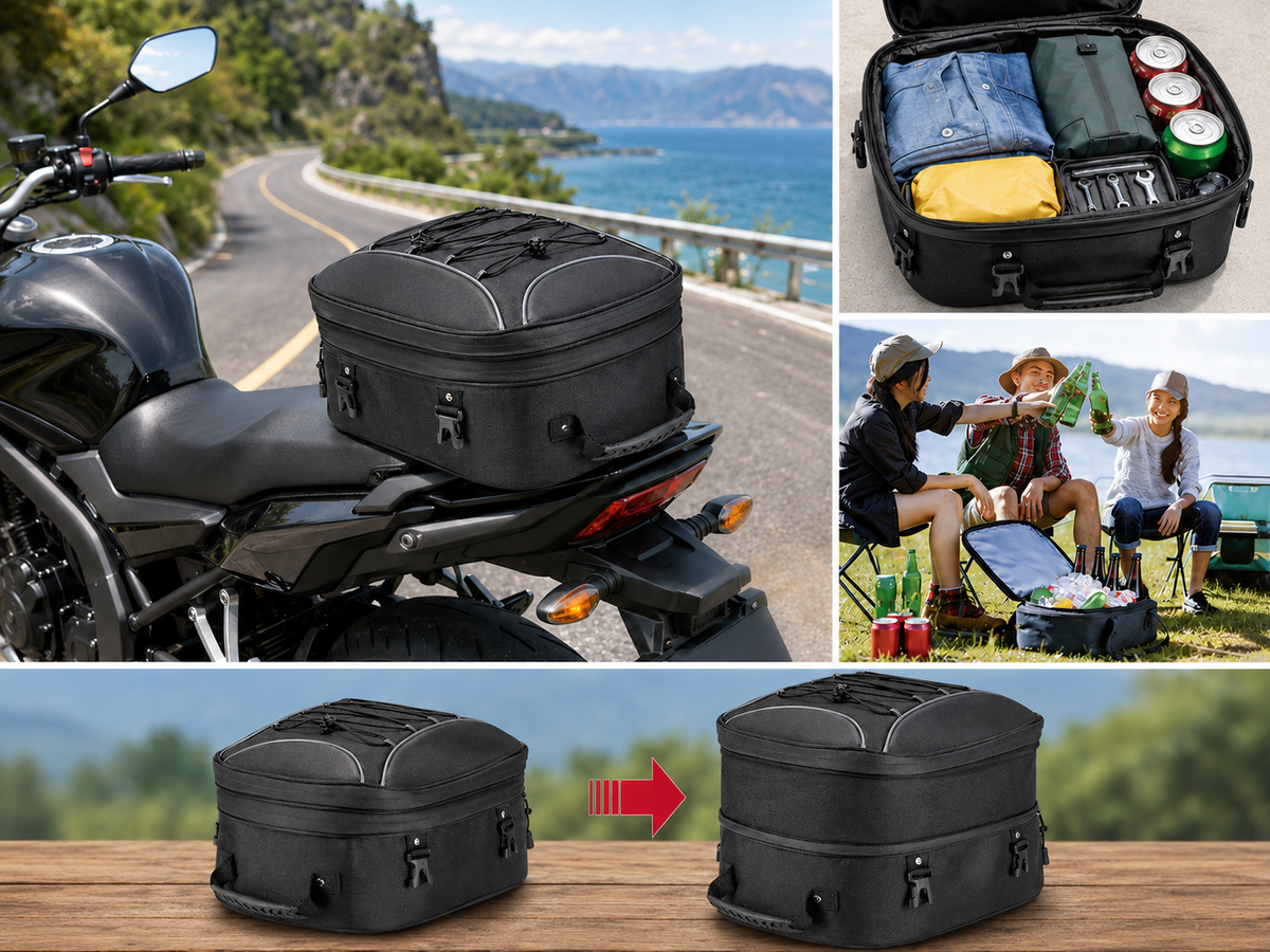 バイク用シートバッグ 22-34L拡張型 保冷バッグ付属 – JP Kemimoto