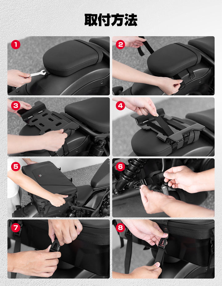 35L バイク用バッグ、防水バイク用リアバッグ、大容量、レインカバー付きキャリアバッグ