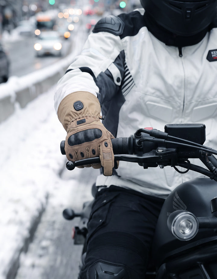 2ゾーン加熱・防水防寒・CE保護・タッチ対応バイク用電熱グローブ