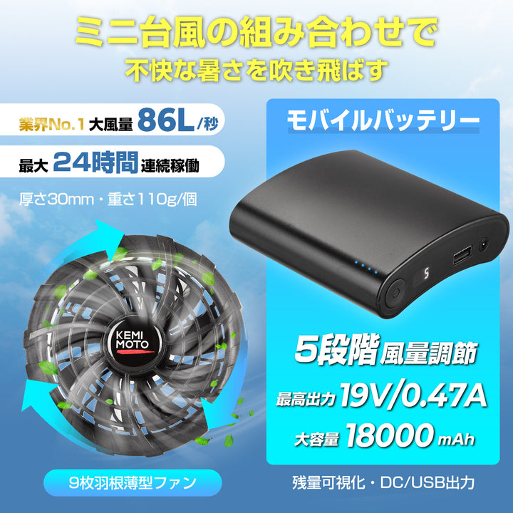 空調バッテリーファン Bestanswer 空調ファンフルセット 2025 専用バッテリー付き 空調