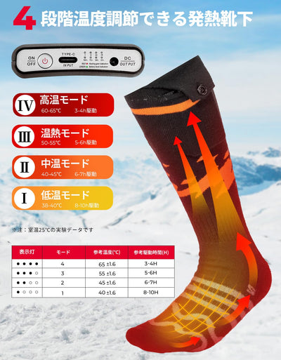 電熱ソックス 暖足 ヒーター リモコン付き 45~65℃ 急速加熱 USB充電式