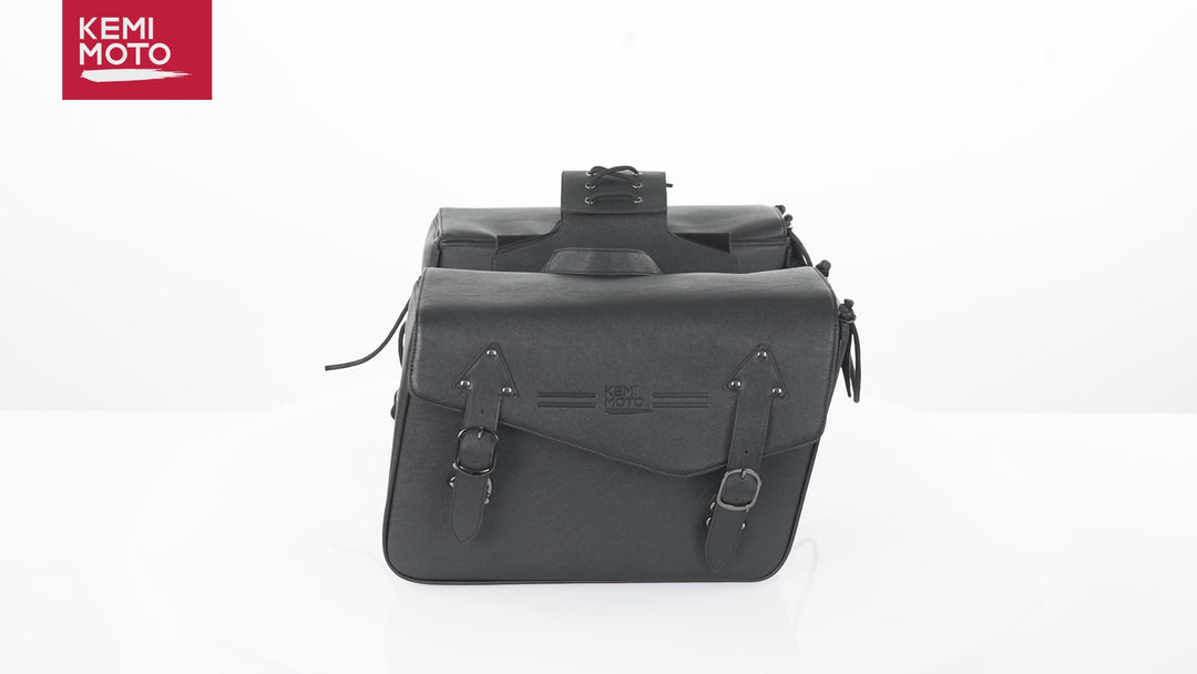 KEMIMOTO バイクサイドバッグ 35L｜防水・大容量・汎用 左右セット ブラック｜持ち運び便利・飛び出し防止