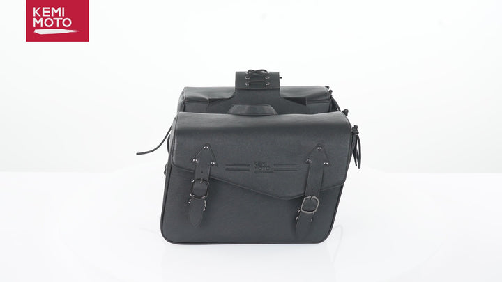 KEMIMOTO バイクサイドバッグ 35L｜防水・大容量・汎用 左右セット ブラック｜持ち運び便利・飛び出し防止