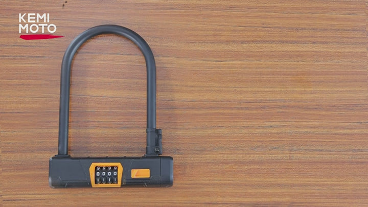 自転車U字1.8M ケーブル付きロック盗難防止[ブラック]