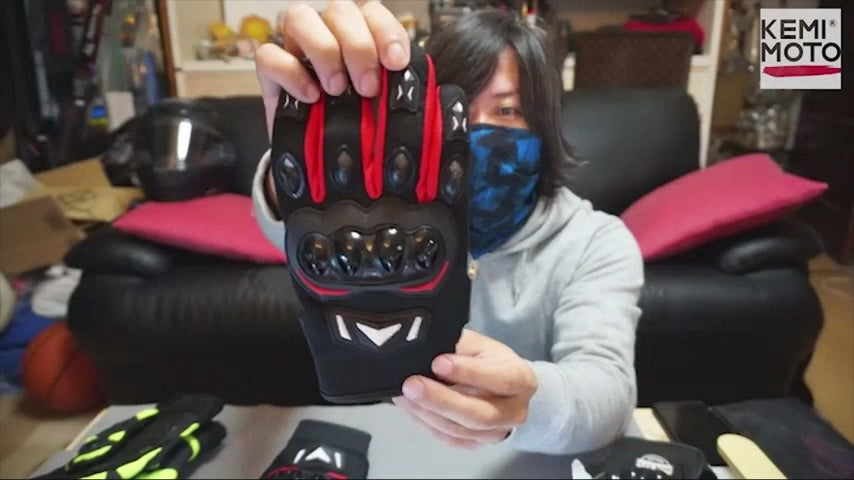 超軽量ブ メッシュ 通気 バイク用手袋 スマホ対応  滑り止め 耐衝撃 プロテクト(ブラック)