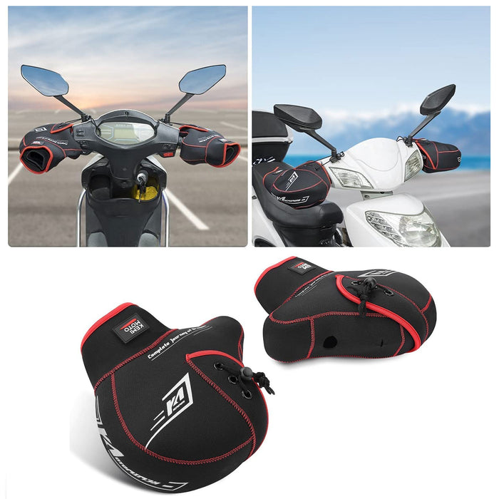バイク ハンドルカバー スクーター 原付 防寒 防風 防水 pcx 125cc xmax   フリーサイズ ブラック (黒)