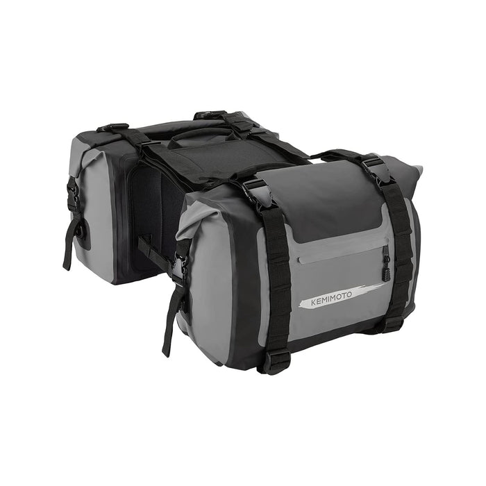 完全防水バイク サイドバッグ大容量50L ツーリングバッグ 2PC 取付簡単 CBR400 Z900RS 汎用ッグ  収納 ロングツーリング 軽量 耐久性 グレー