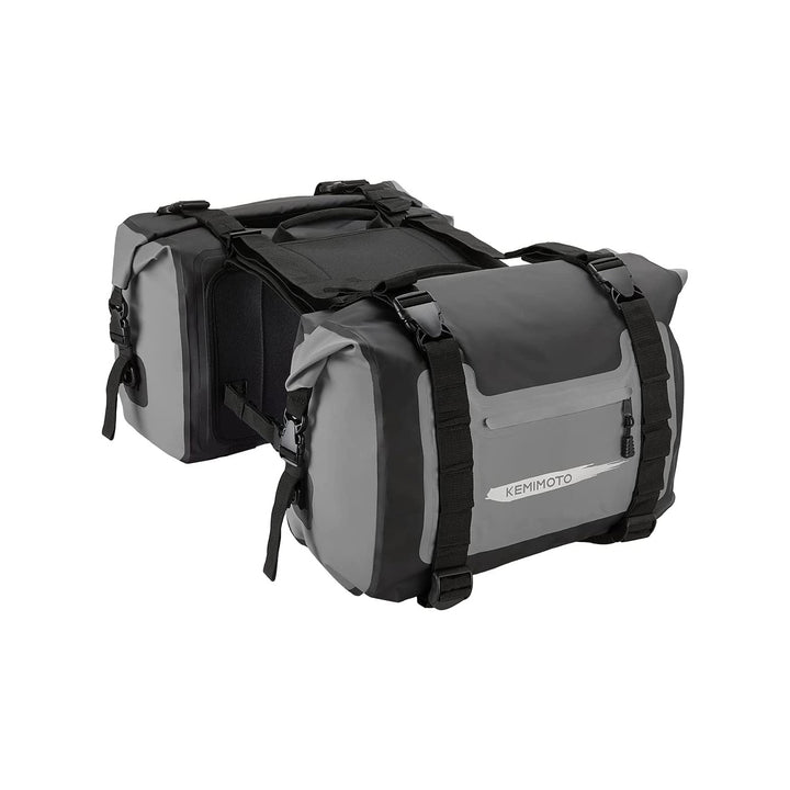 完全防水バイク サイドバッグ大容量50L ツーリングバッグ 2PC 取付簡単 CBR400 Z900RS 汎用ッグ  収納 ロングツーリング 軽量 耐久性 グレー