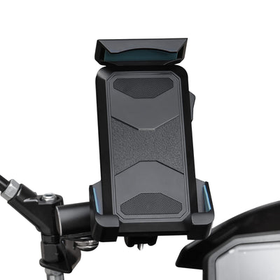 自転車 スマホ ホルダー バイク用 クイックホールド 携帯ホルダー 振動吸収 360度回転 多機種対応 スマートフォン アルミ製 バーマウント ミラー 汎用