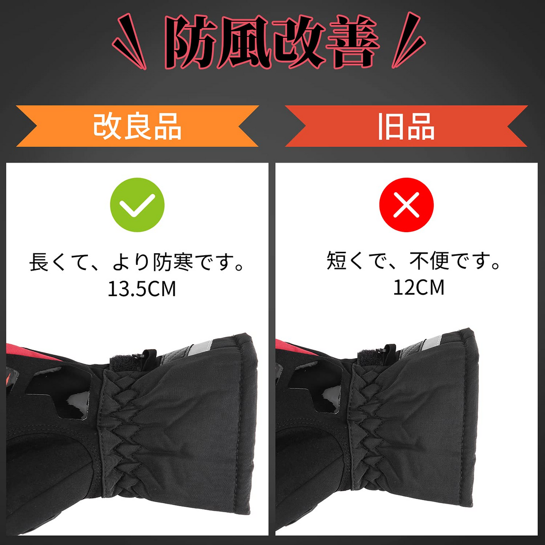 バイク グローブ 冬用 大容量バッテリー/充電器付き 三階段温度調整